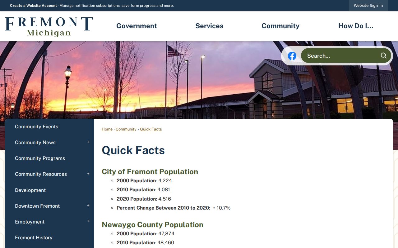 Fremont docket search city population and government context