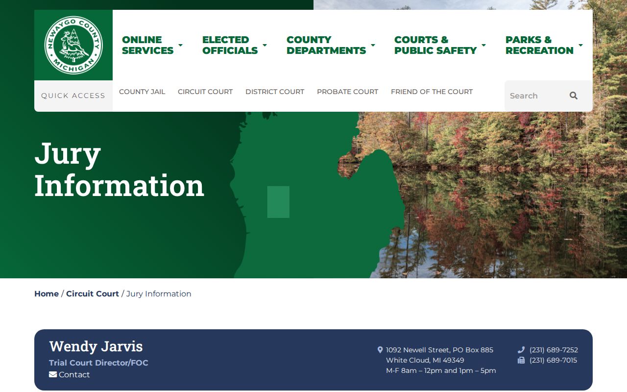 Newaygo County court dates Circuit jury information