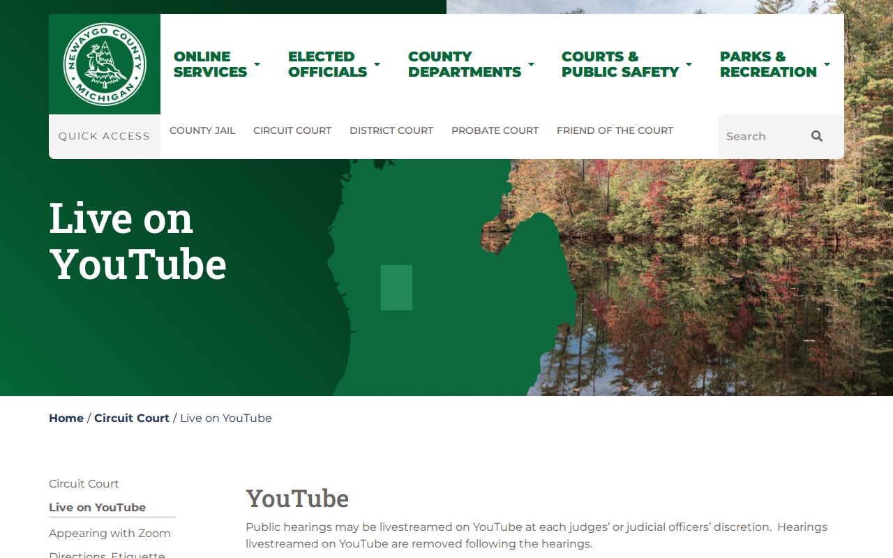 Newaygo County court calendar public-hearing livestream information
