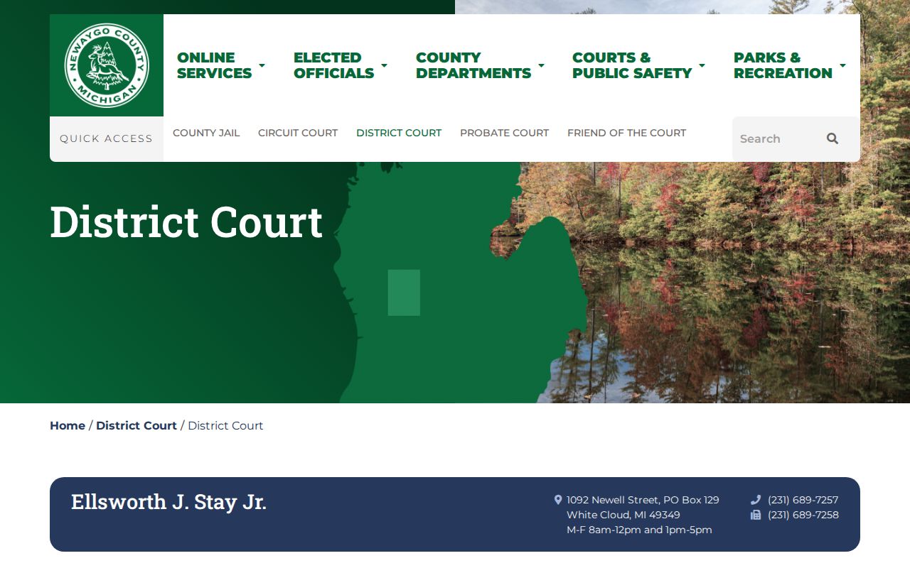 Newaygo County court docket 78th District Court contact information
