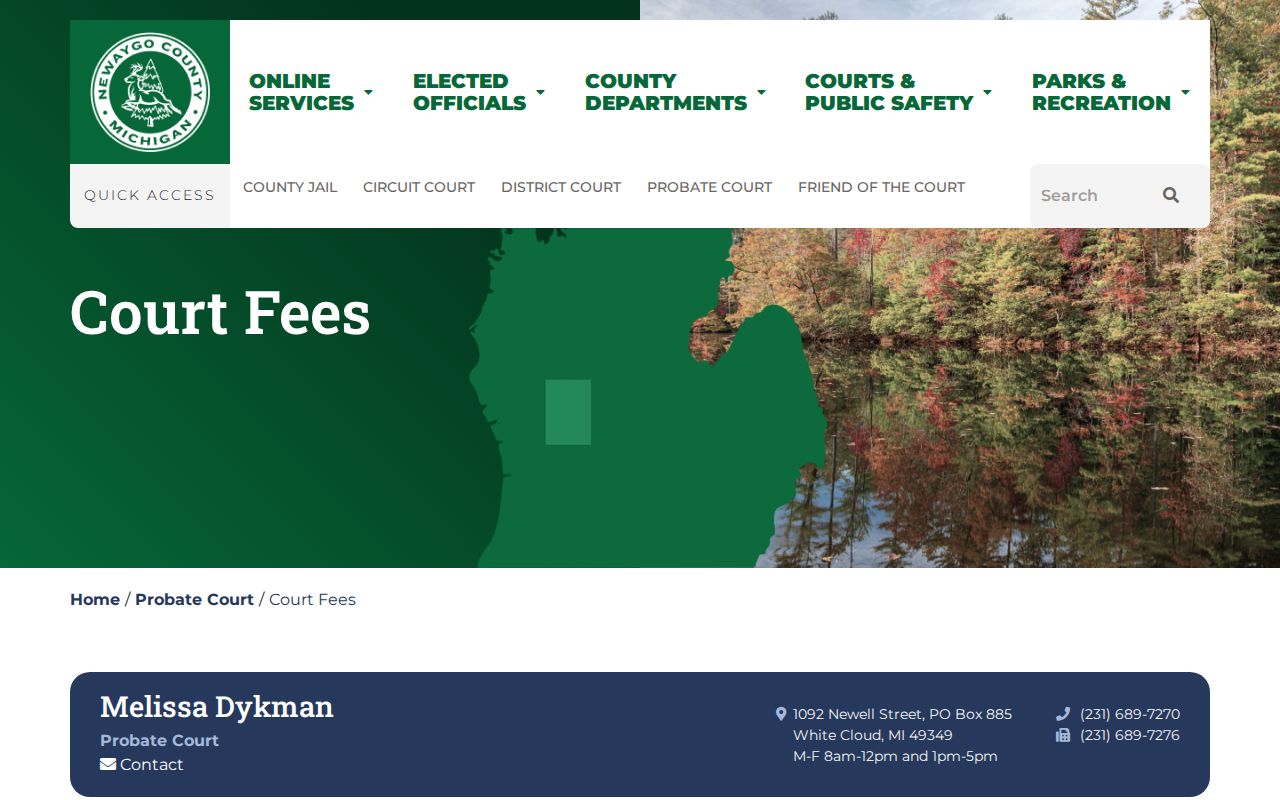 Newaygo County court records probate certified-copy fee schedule