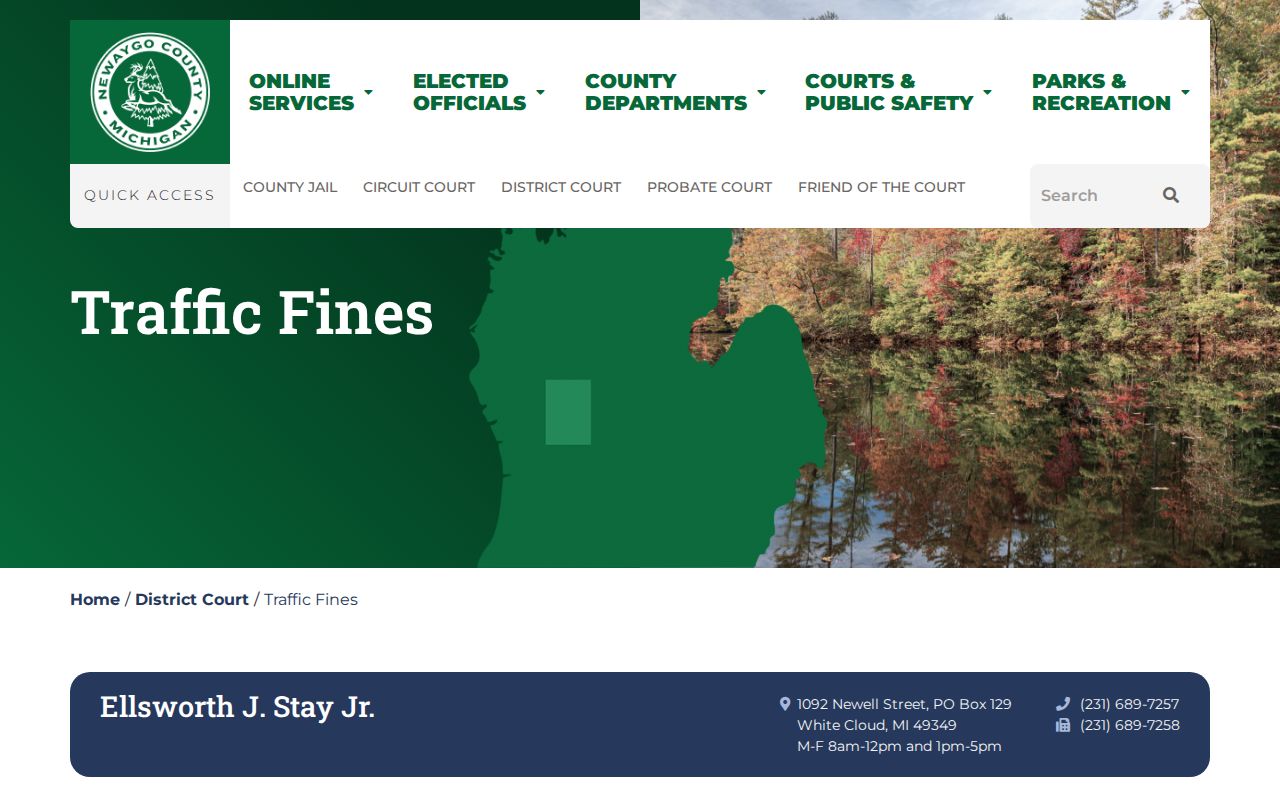 Newaygo County traffic tickets official fine and payment instructions